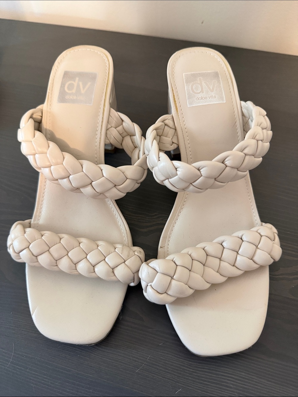Dolce Vita Braided Double-Strap Mules — Cream